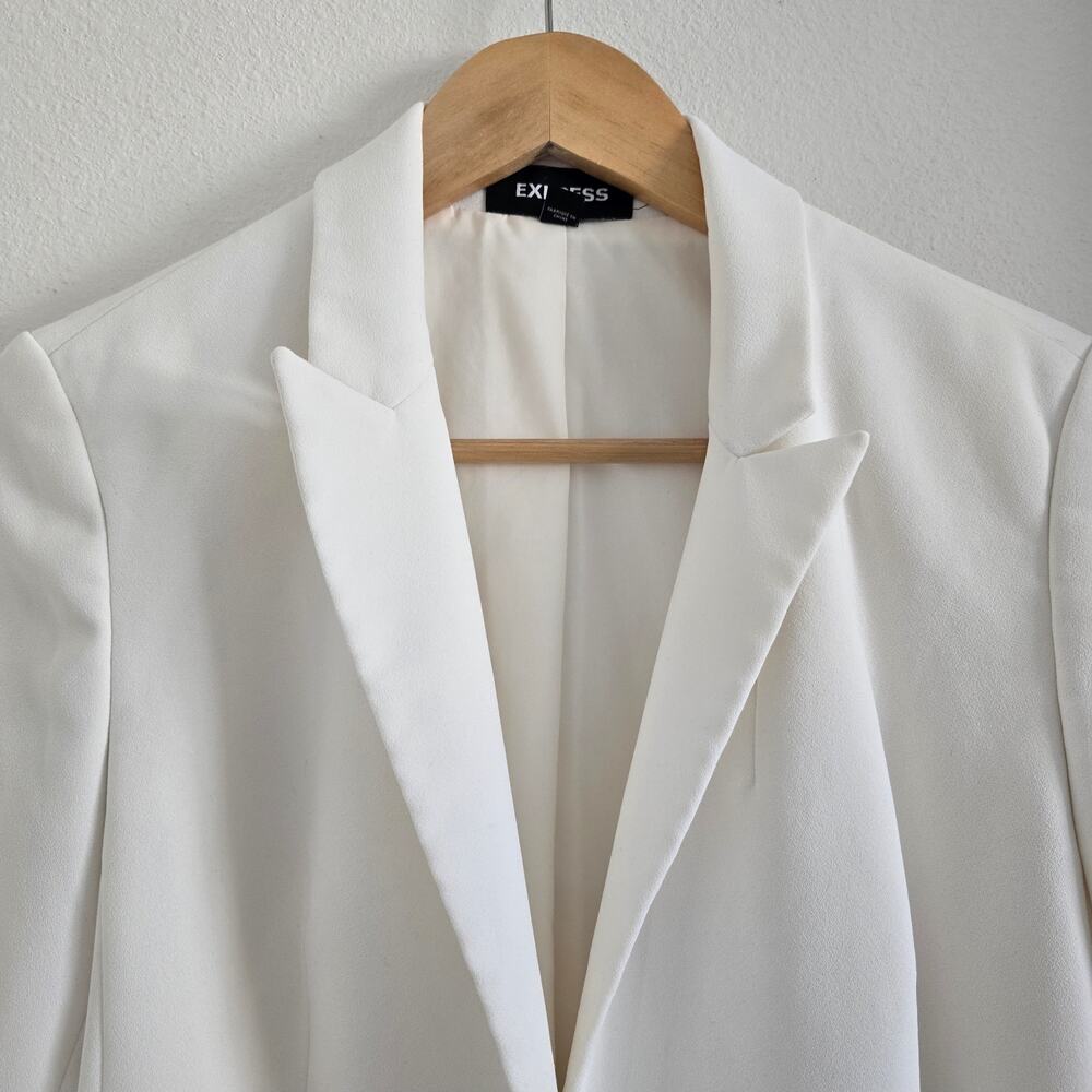 Express Womens Double Breasted White Blazer Size S Classic Elegant Minimalist - Picture 3 of 11